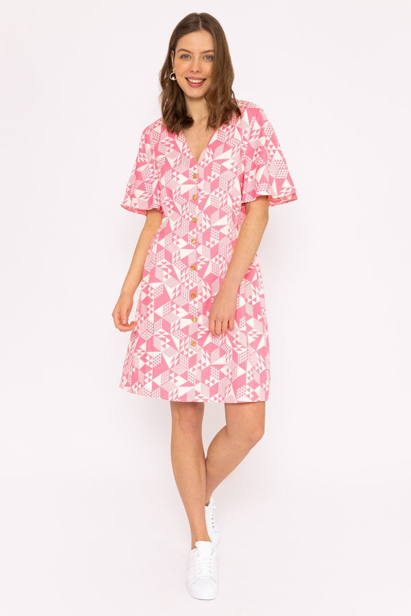 Carraig Donn Ailbhe Knee Length Dress in Pink Print