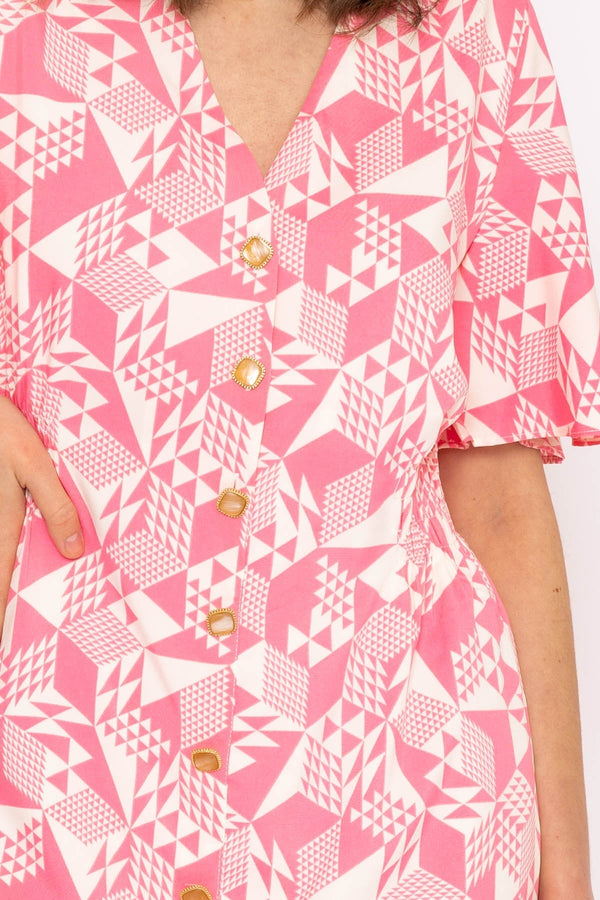 Carraig Donn Ailbhe Knee Length Dress in Pink Print