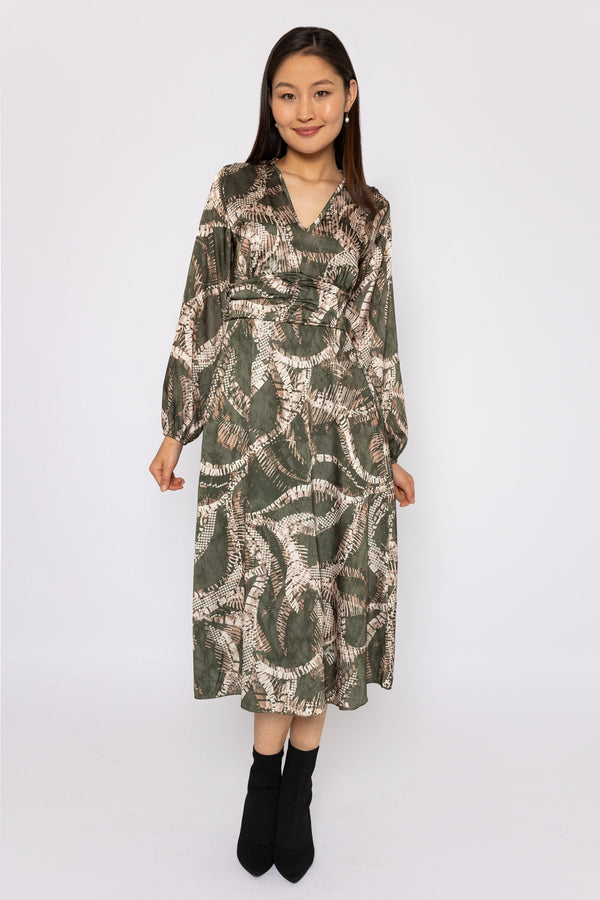 Carraig Donn Alina Khaki Print Midi Dress