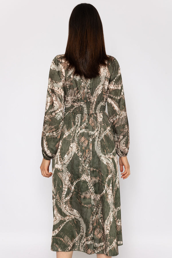 Carraig Donn Alina Khaki Print Midi Dress