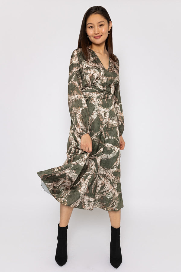Carraig Donn Alina Khaki Print Midi Dress