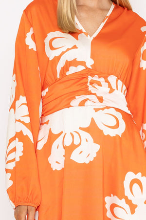 Carraig Donn Alina Midi Dress in Orange Print