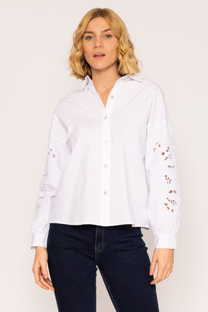 Carraig Donn Anglaise Sleeve Blouse in White