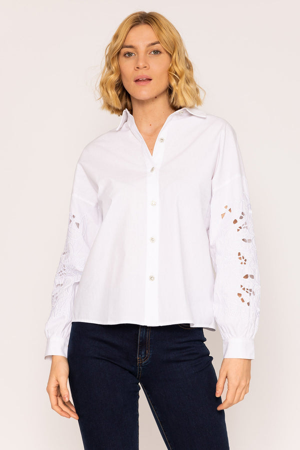 Carraig Donn Anglaise Sleeve Blouse in White