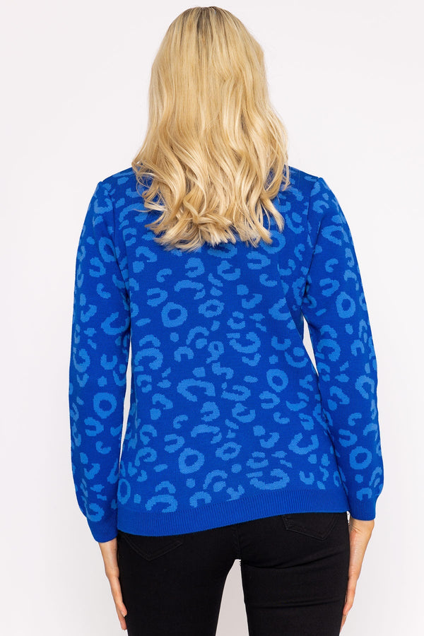 Carraig Donn Animal Print Jumper in Blue