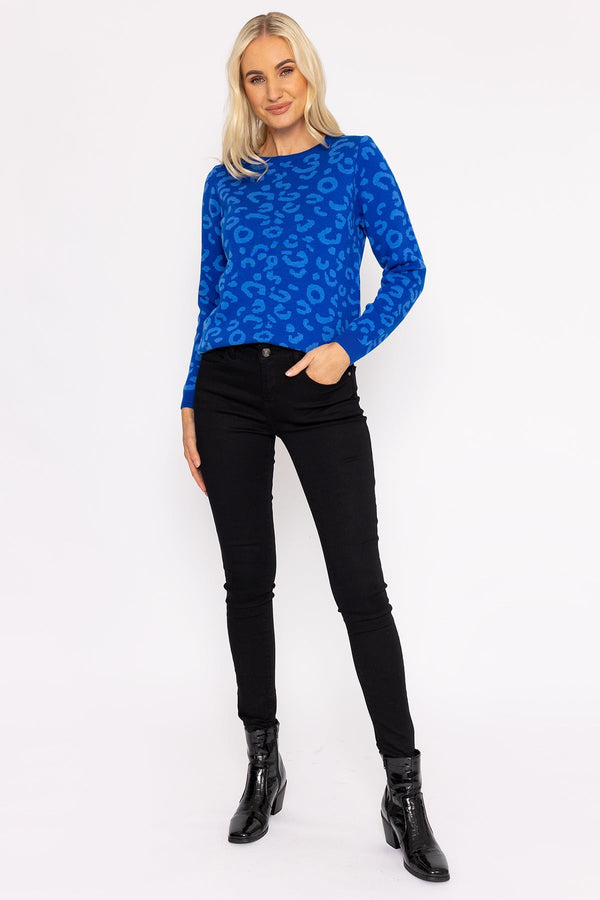 Carraig Donn Animal Print Jumper in Blue