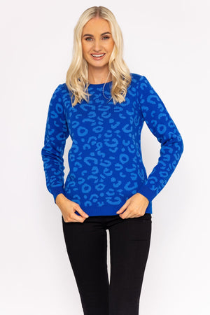 Carraig Donn Animal Print Jumper in Blue