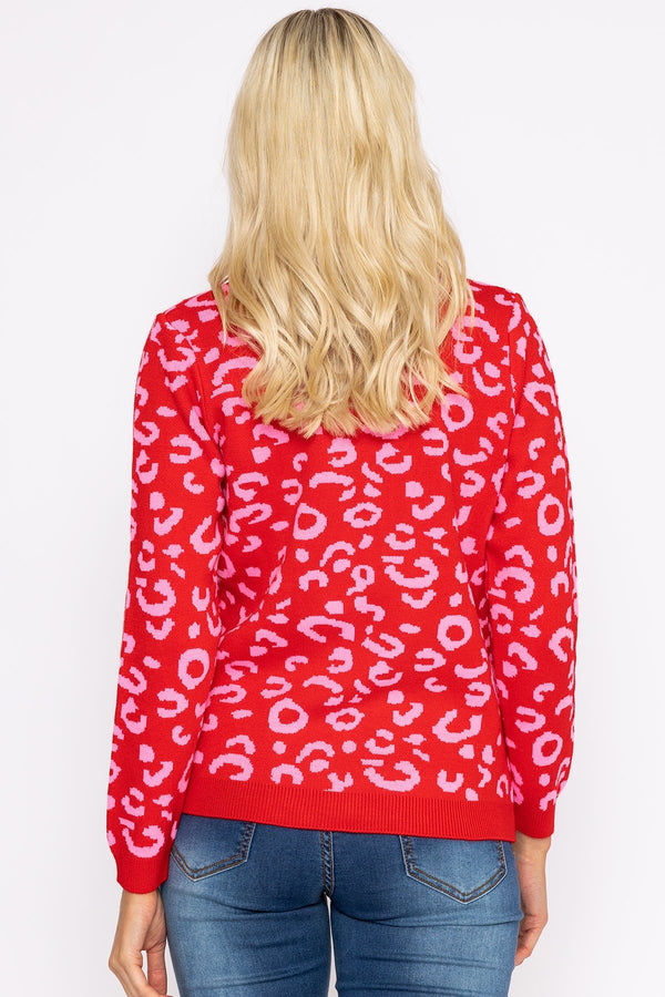 Carraig Donn Animal Print Jumper in Pink