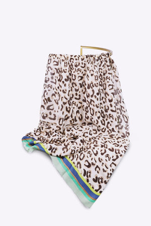 Carraig Donn Animal Print Scarf with Green Border