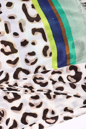 Carraig Donn Animal Print Scarf with Green Border