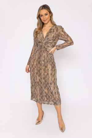 Carraig Donn Animal Print Twist Front Dress