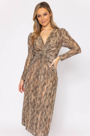 Carraig Donn Animal Print Twist Front Dress