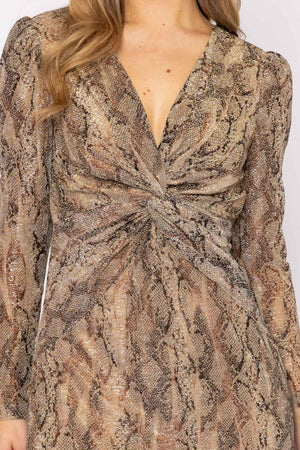 Carraig Donn Animal Print Twist Front Dress