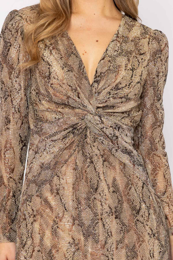 Carraig Donn Animal Print Twist Front Dress