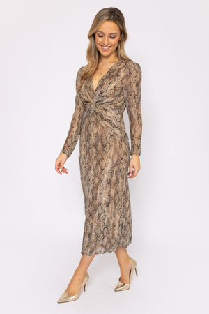 Carraig Donn Animal Print Twist Front Dress