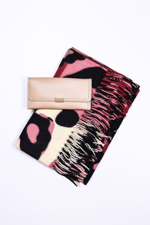Carraig Donn Animal Scarf and Purse Set in Pink Tones
