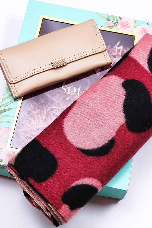 Carraig Donn Animal Scarf and Purse Set in Pink Tones
