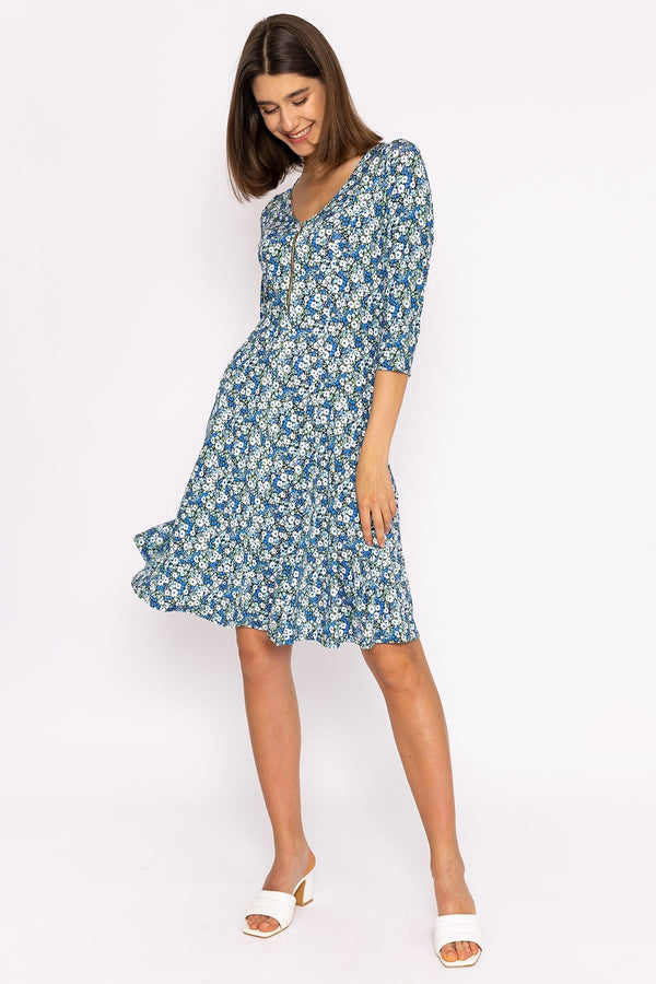 Carraig Donn Aoife Dress in Teal Floral Print
