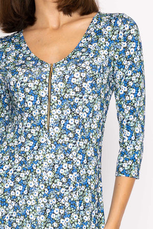 Carraig Donn Aoife Dress in Teal Floral Print