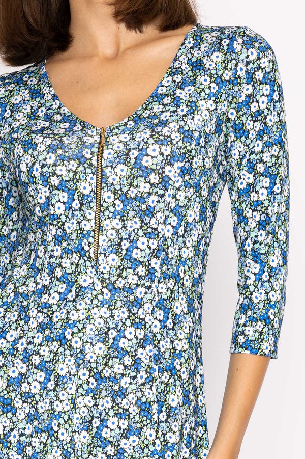 Carraig Donn Aoife Dress in Teal Floral Print