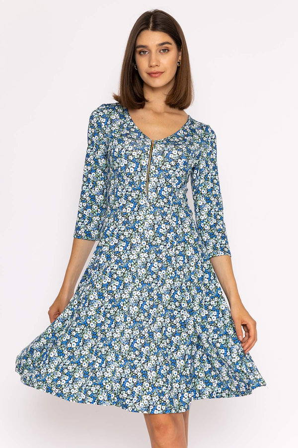 Carraig Donn Aoife Dress in Teal Floral Print