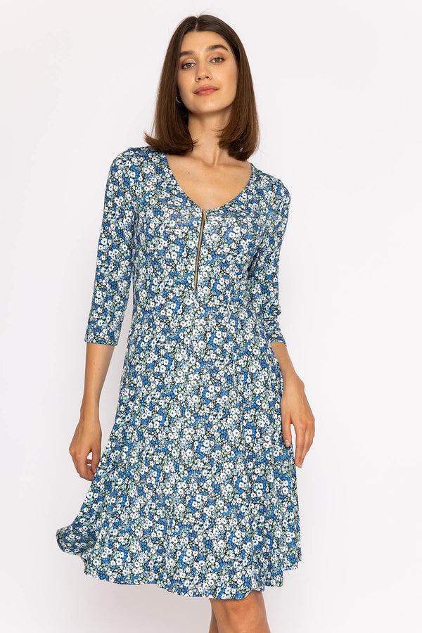 Carraig Donn Aoife Dress in Teal Floral Print