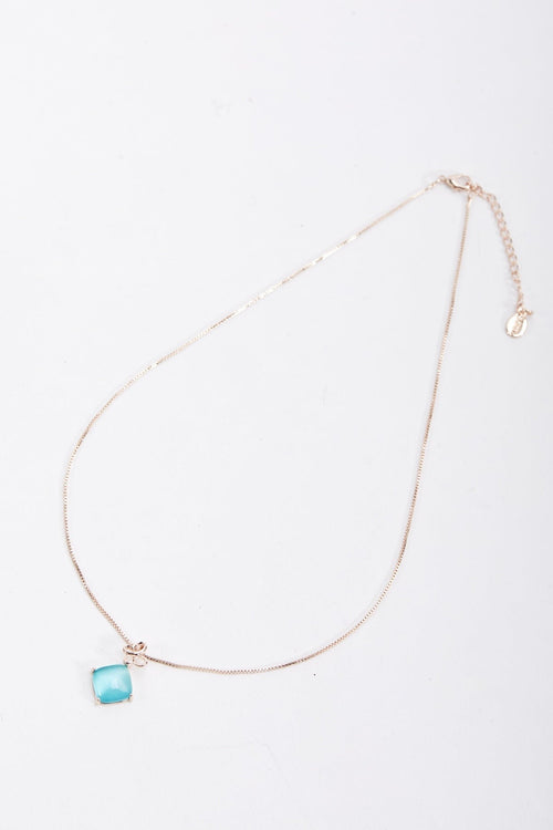 Aqua Stone Butterfly Necklace