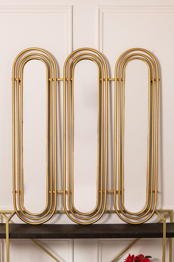 Carraig Donn Art Deco Gold Triple Wall Mirror