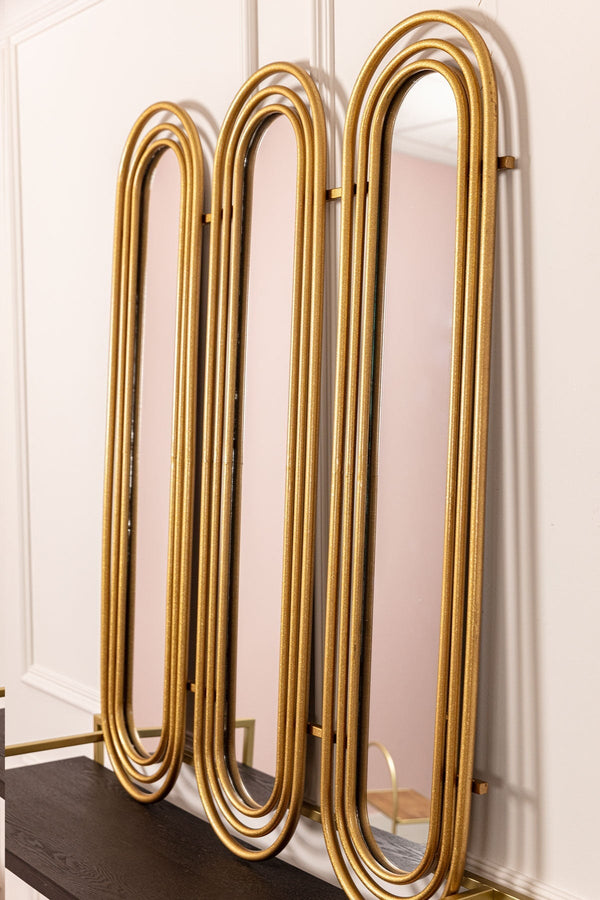 Carraig Donn Art Deco Gold Triple Wall Mirror