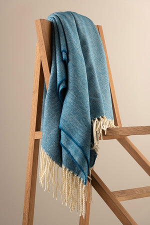 Carraig Donn Atlantic Blue Herringbone Throw