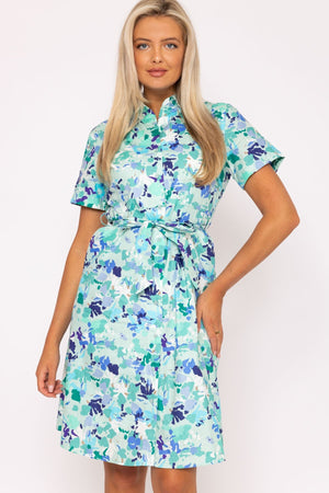 Carraig Donn Aurora Blue Printed Shirt Dress