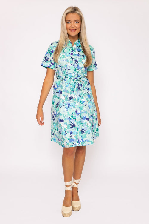 Aurora Blue Printed Shirt Dress