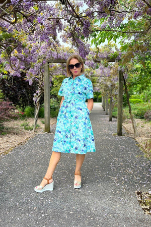Carraig Donn Aurora Blue Printed Shirt Dress