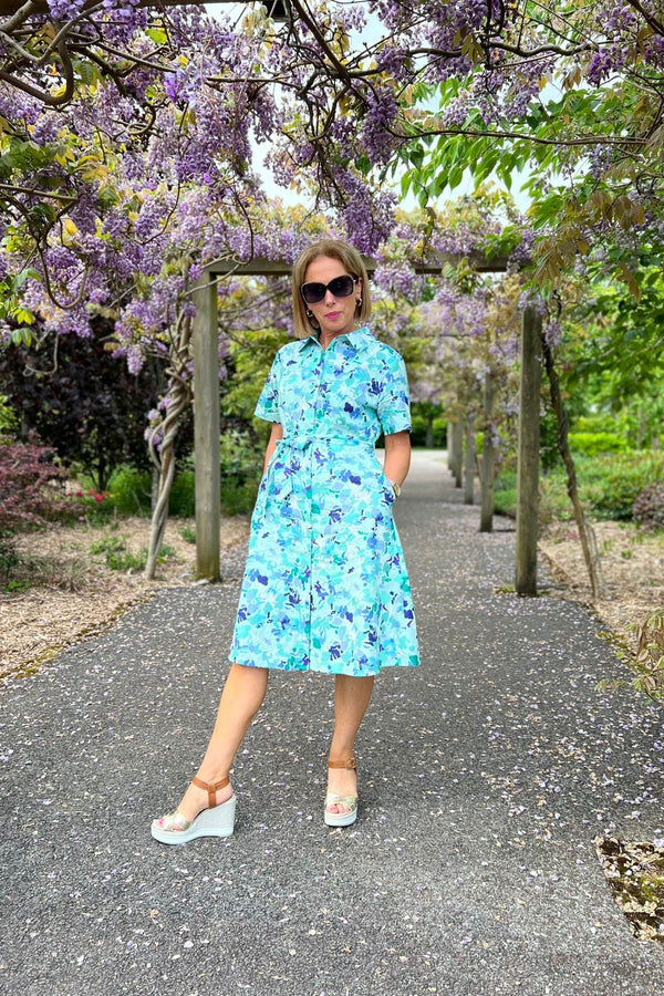 Carraig Donn Aurora Blue Printed Shirt Dress