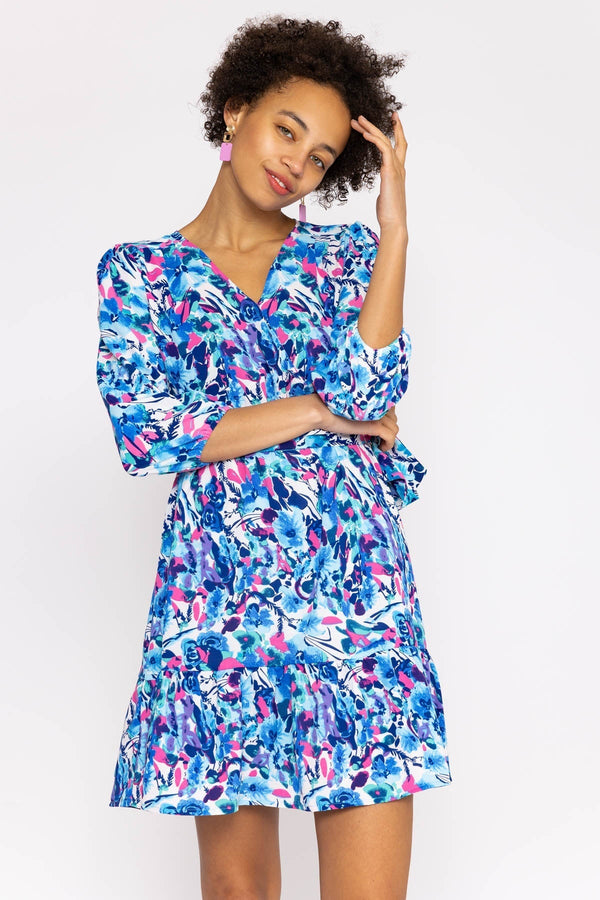 Carraig Donn Ava Mini Dress in Blue Print