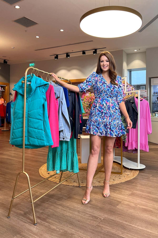 Carraig Donn Ava Mini Dress in Blue Print