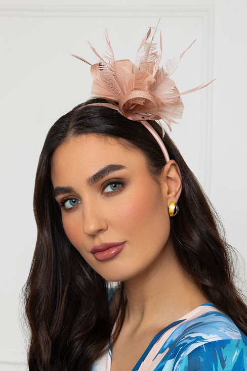 Baby Pink Feather Flower Fascinator