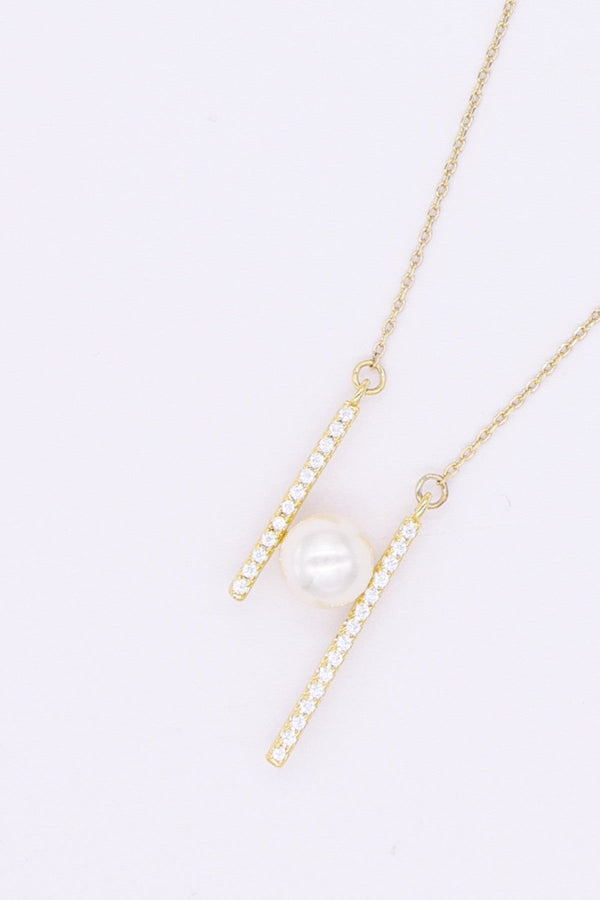 Carraig Donn Bar and Pearl Necklace in Gold
