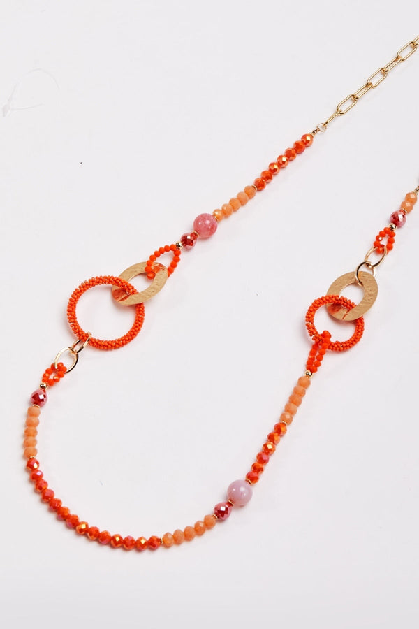Carraig Donn Beaded Orange Link Necklace