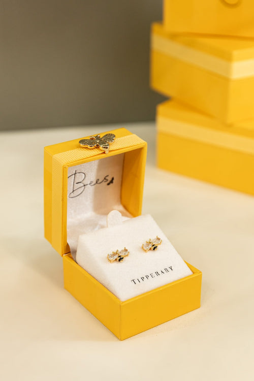 Bee Ball Stud Earrings in Gold
