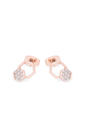 Carraig Donn Bee Hexagonal Pave Stud Earrings