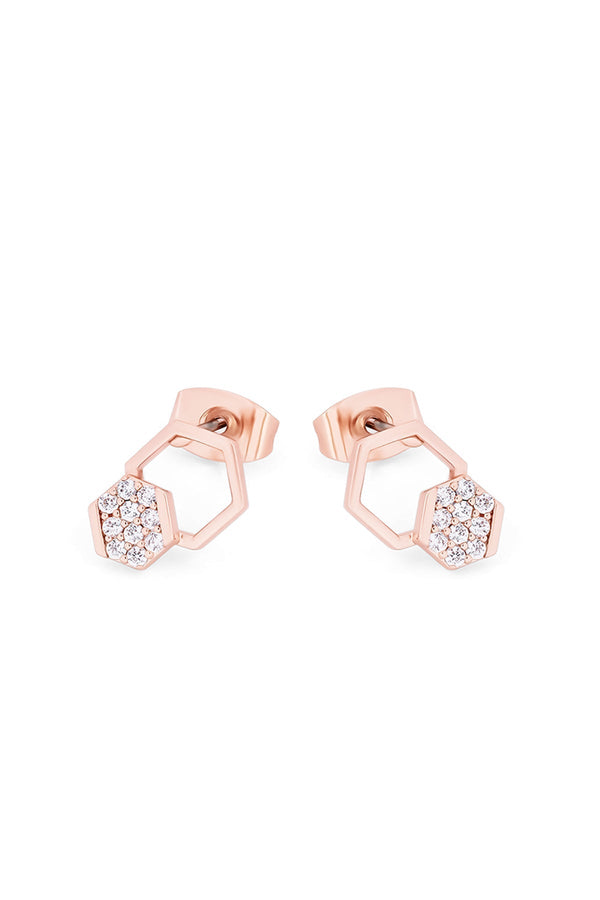 Carraig Donn Bee Hexagonal Pave Stud Earrings