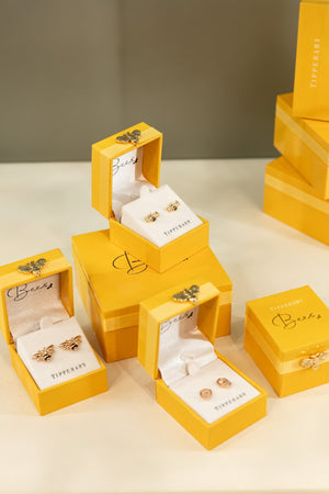 Carraig Donn Bee Hexagonal Stud Earrings