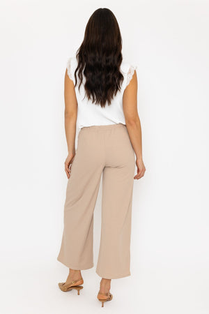 Carraig Donn Beige Wide Leg Scuba Trousers Beige