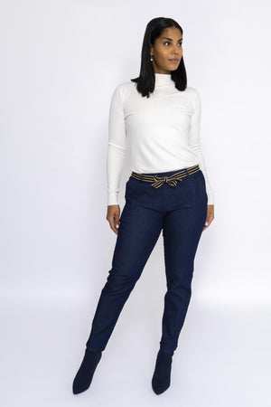 Carraig Donn Belted Jeans in Denim