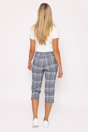 Carraig Donn Bengaline Check Crop Pants in Blue Print