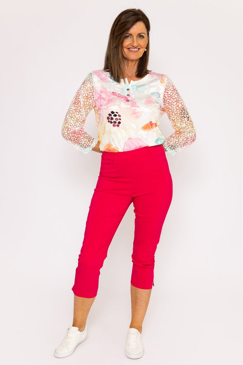 Bengaline Cropped Trousers in Hot Pink