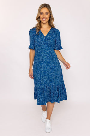 Carraig Donn Betty Midi Dress in Blue Print
