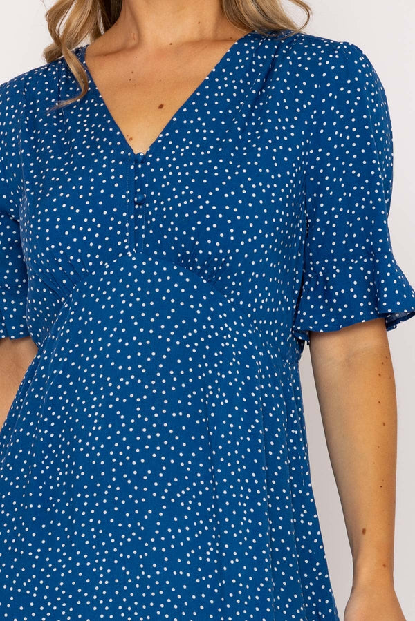 Carraig Donn Betty Midi Dress in Blue Print