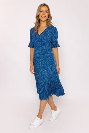 Carraig Donn Betty Midi Dress in Blue Print